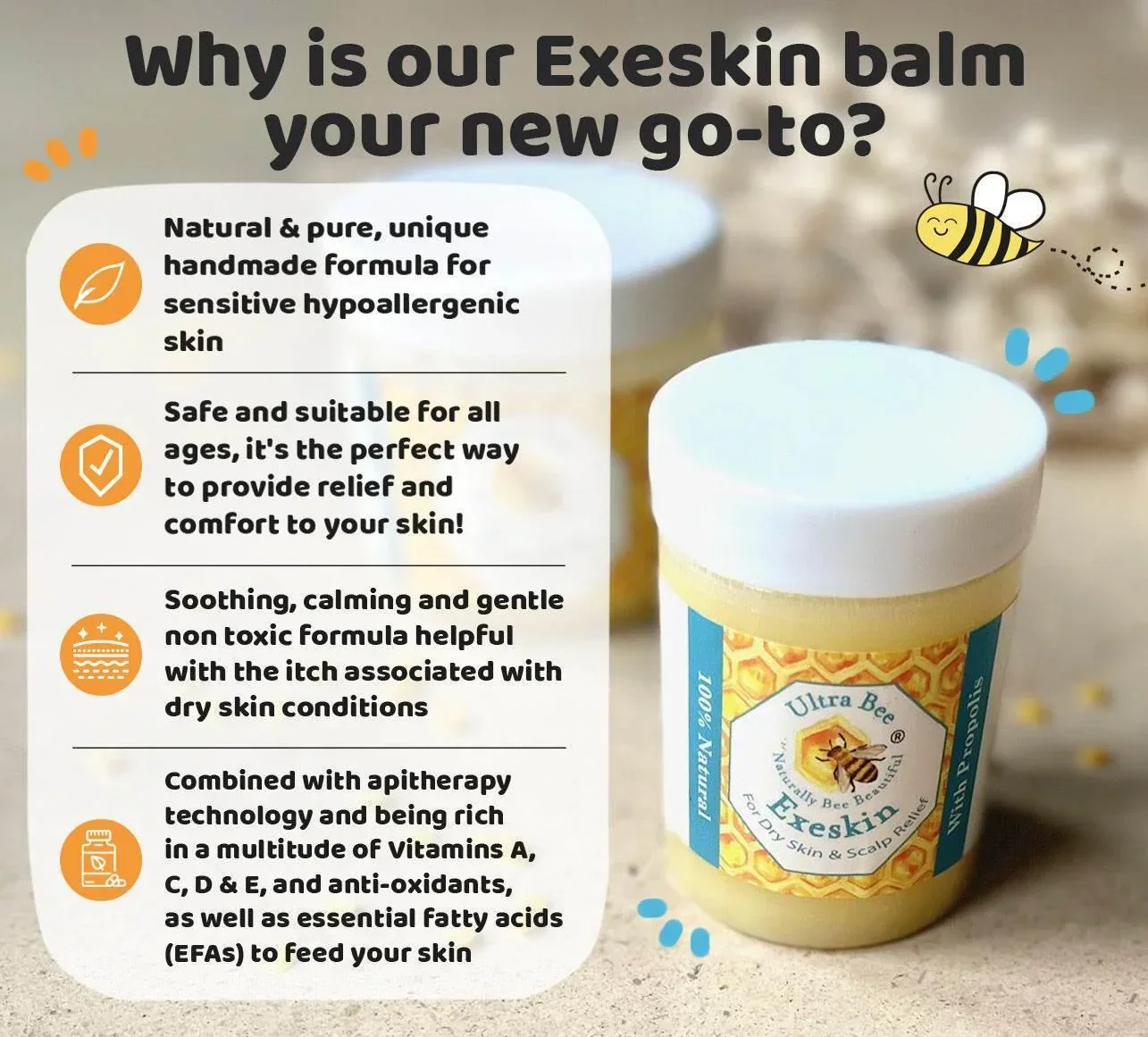 100% Natural Exeskin Balm - Dry Skin & Scalp - Image 3