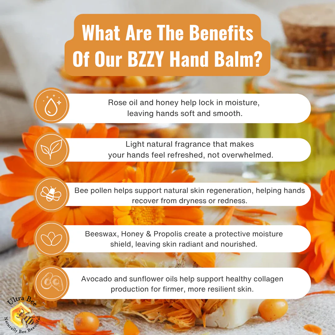 100% Natural Bzzy Hand Balm Honey & Rose 100ml - Image 4