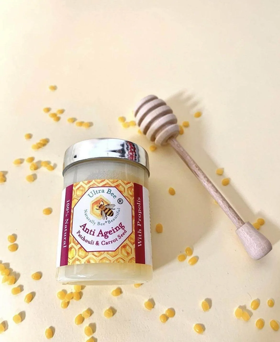 100% Natural Anti Ageing Moisturiser Honey, Patchouli, Carrot Seed 100ml (Morning) - Image 6