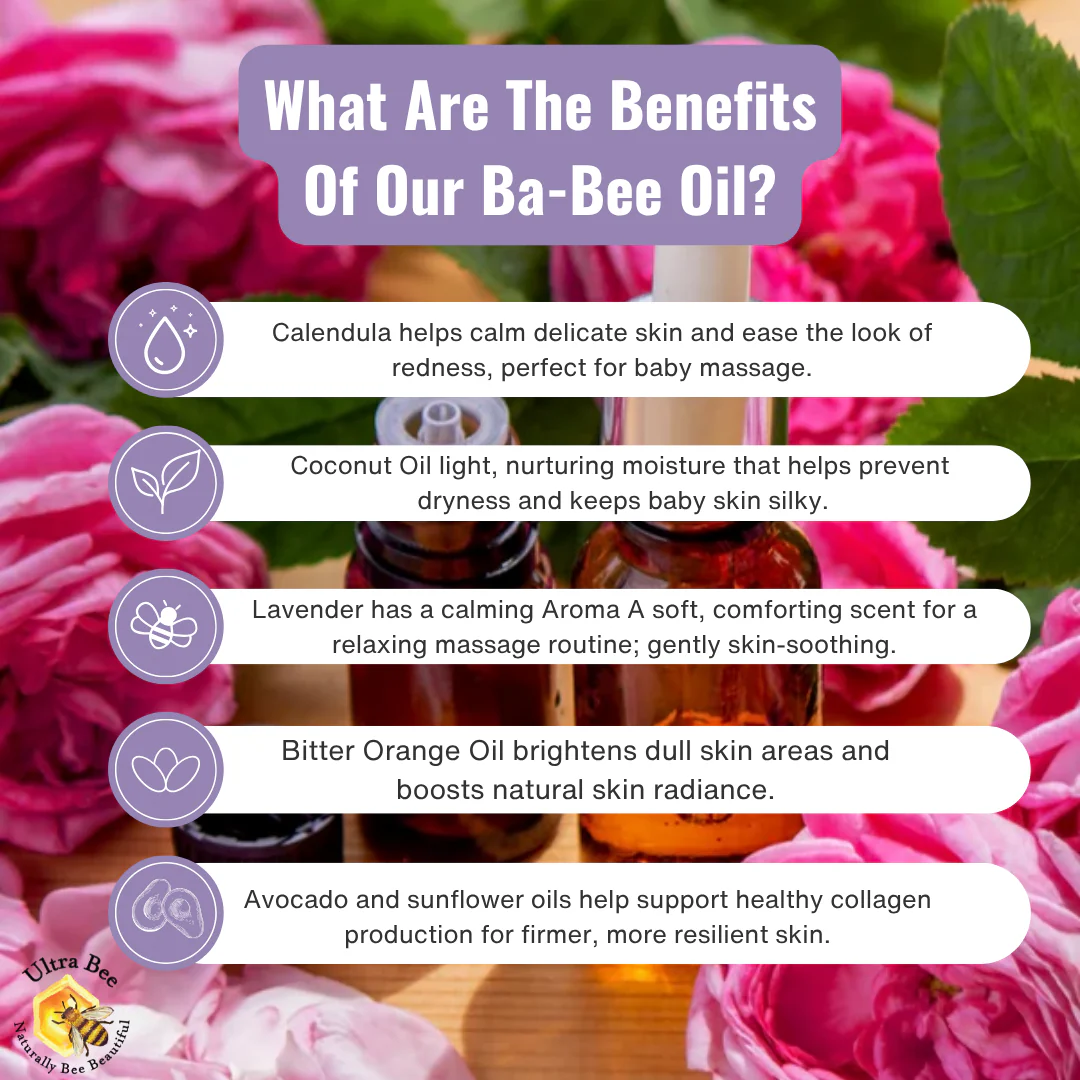 100% Natural  Gentle BaBee Oil Honey Coconut, Calendula & Lavender 100ml - Image 5